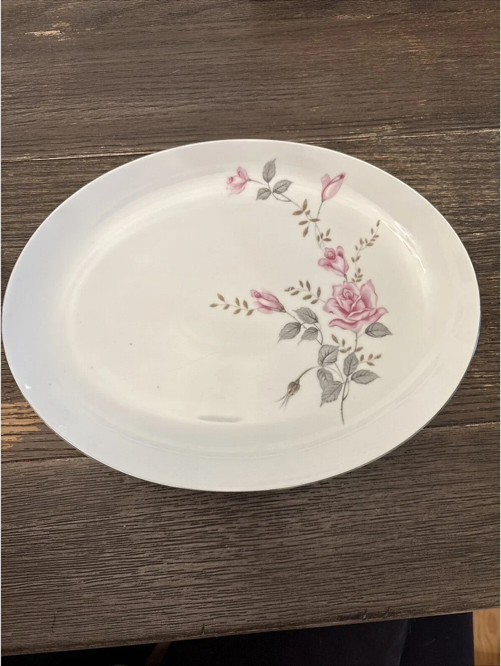 Castle Court Rose Glow Oval Serving Platter Made In Japan